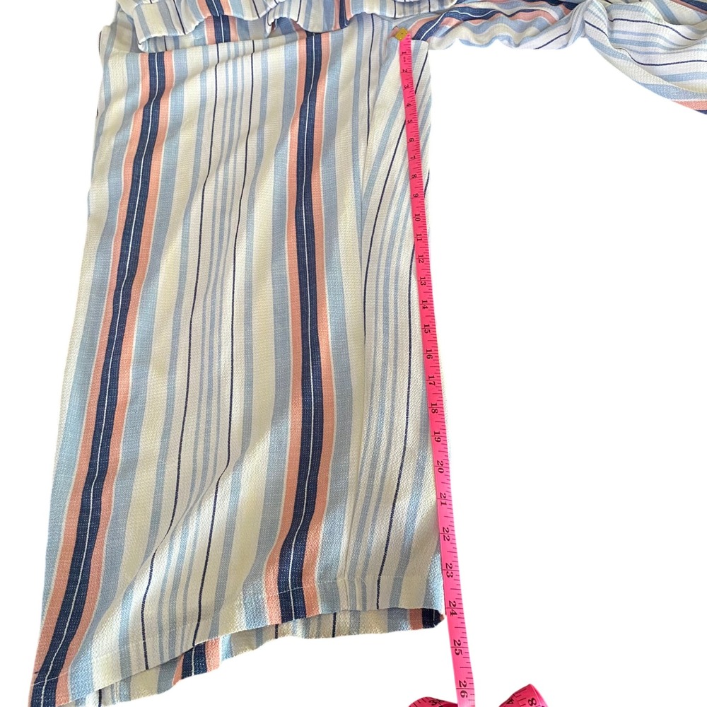 Studio JPR Womens XL Wide Leg Crop Pants Blue Pink Striped Nautical Button Trim - Picture 11 of 11